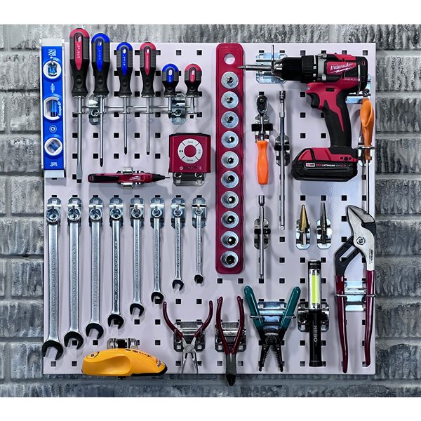 (2) 24"W x 24"H x 9/16"D White Epoxy, 18 Gauge Steel Square Hole Pegboards