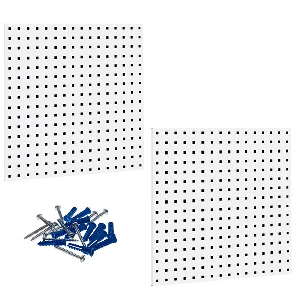 (2) 24"W x 24"H x 9/16"D White Epoxy, 18 Gauge Steel Square Hole Pegboards