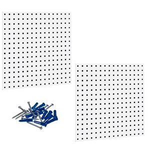 (2) 24"W x 24"H x 9/16"D White Epoxy, 18 Gauge Steel Square Hole Pegboards