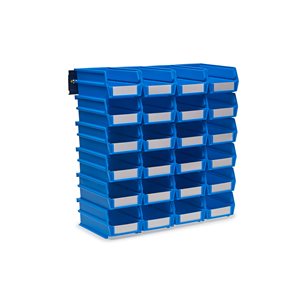 0.301-Gal. Small Bin System in Blue (24-Bins) and 2- Wall Mount Rails