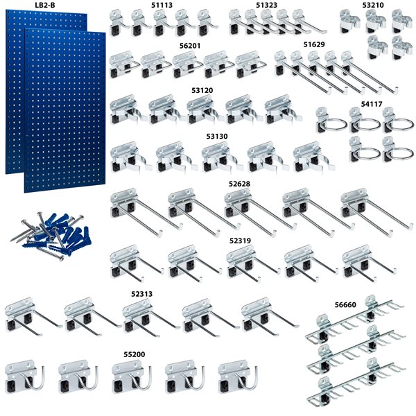 Triton Products LocBoard 24-in W x 42.5-in H Blue Steel Pegboard Kit - 65-Piece