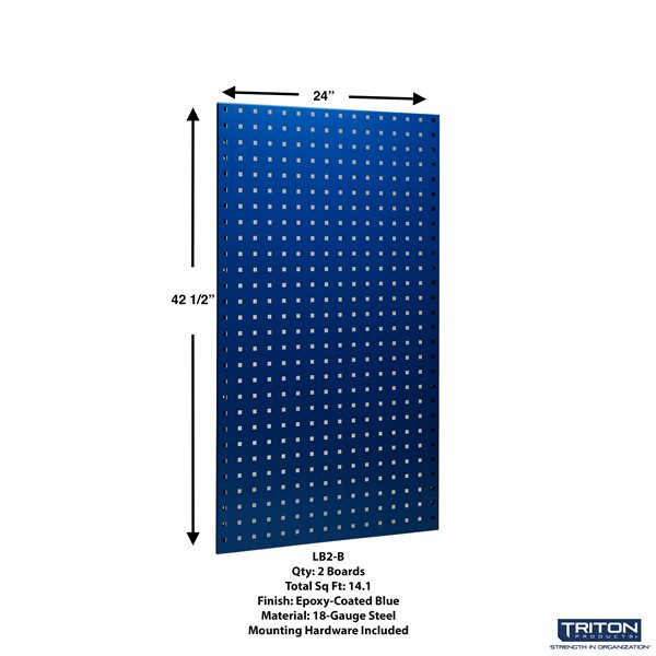 Triton Products LocBoard 24-in W x 42.5-in H Blue Steel Pegboard Kit - 65-Piece