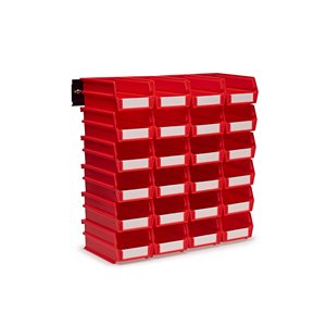 Triton Products LocBin 4.13-in W x 3-in H Red Polypropylene Pegboard Baskets with Wall Mount Rails - 26-Piece