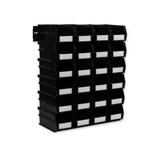 Triton Products LocBin 4.13-in W x 3-in H Black Polypropylene Pegboard Baskets with Wall Mount Rails - 26-Piece