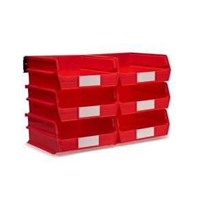 Triton Products LocBin 11-in W x 5-in H Red Polypropylene Pegboard Baskets with Wall Mount Rails - 8-Piece