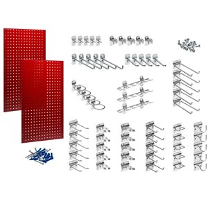 Triton Products LocBoard 24-in W x 42.5-in H Red Steel Pegboard Kit - 65-Piece