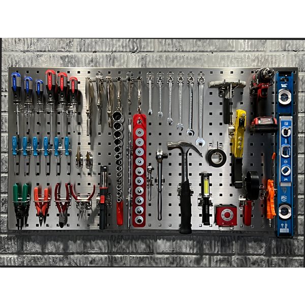 Triton Products LocBoard 24-in W x 42.5-in H Stainless Steel Pegboard Kit - 47-Piece