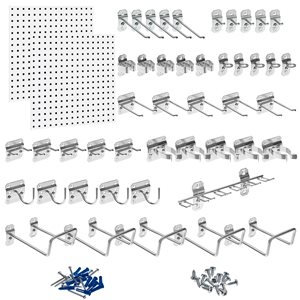 Triton Products LocBoard 24-in W x 24-in H White Steel Pegboard Kit - 48-Piece