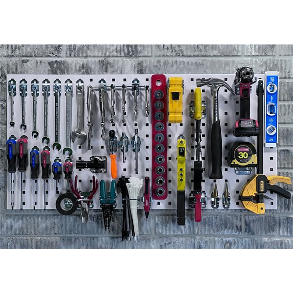 Triton Products LocBoard 18in W x 36in H White Steel Pegboard Kit