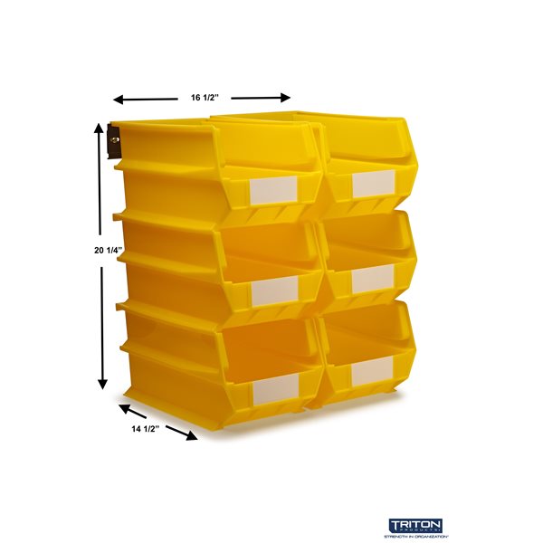 Triton Products LocBin 8.25-in W x 7-in H Yellow Polypropylene Pegboard Baskets with Wall Mount Rails - 8-Piece