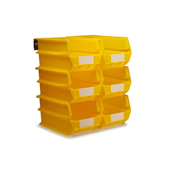 Triton Products LocBin 8.25-in W x 7-in H Yellow Polypropylene Pegboard Baskets with Wall Mount Rails - 8-Piece