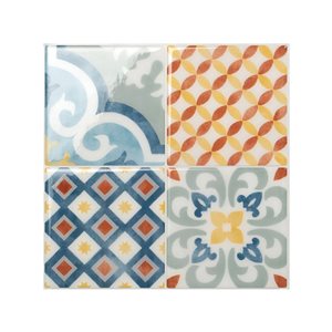 Smart Tiles Vintage Almada 4-piece 9-in x 9-in Multicoloured Peel and Stick Vinyl Tile