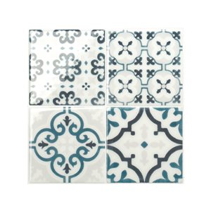 Smart Tiles Vintage Marino 4-piece 9-in x 9-in White/Blue Peel and Stick Vinyl Tile