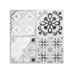 Smart Tiles Vintage Bartoli 4-piece 9-in x 9-in White/Grey Peel and Stick Vinyl Tile