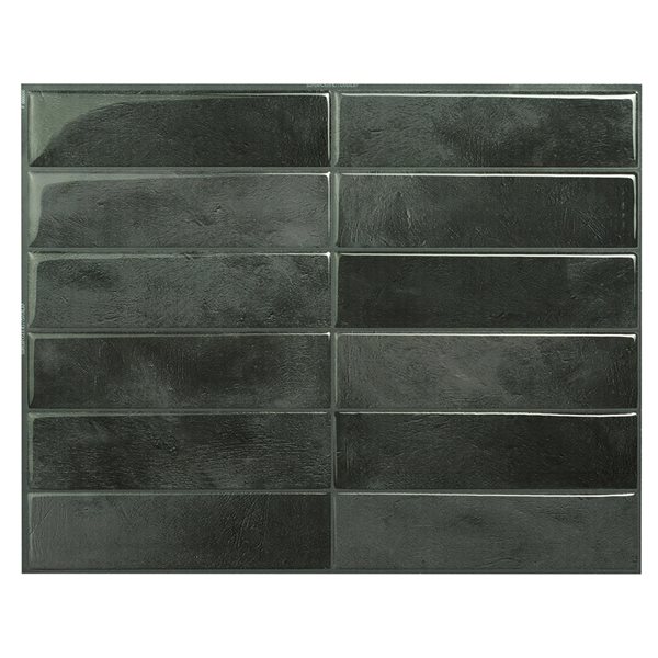 Smart Tiles Morocco Zaida 4-piece 11-in x 9.25-in Black Peel and Stick Vinyl Tile