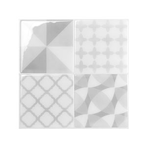Smart Tiles Vintage Leone 4-piece 9-in x 9-in White/Grey Peel and Stick Vinyl Tile