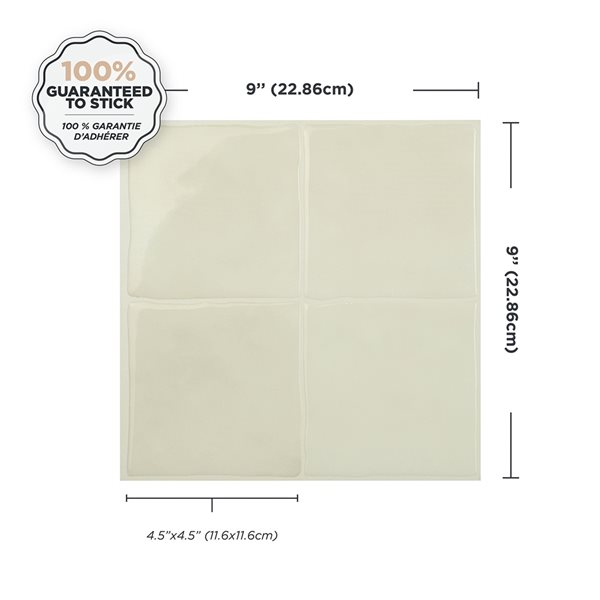 Smart Tiles Zellige Oia 4-piece 9-in x 9-in Beige Peel and Stick Vinyl Tile