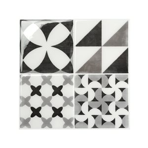 Smart Tiles Vintage Roma 4-piece 9-in x 9-in White/Grey Peel and Stick Vinyl Tile