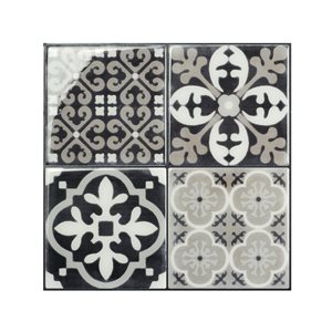 Smart Tiles Vintage Arezzo 4-piece 9-in x 9-in White/Grey Peel and Stick Vinyl Tile