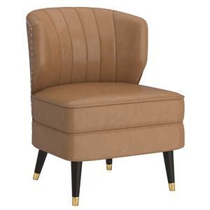 !nspire Modern Faux Leather Accent Chair in Saddle
