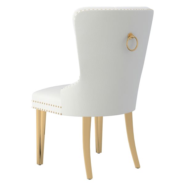 Chaise Parsons contemporaine en velours ivoire avec cadre en métal par !nspire, ens. de 2