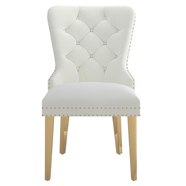 Chaise Parsons contemporaine en velours ivoire avec cadre en métal par !nspire, ens. de 2