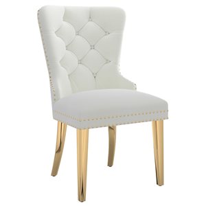 !nspire Ivory Contemporary Velvet Upholstered Parsons Chair with Metal Frame - Set of 2