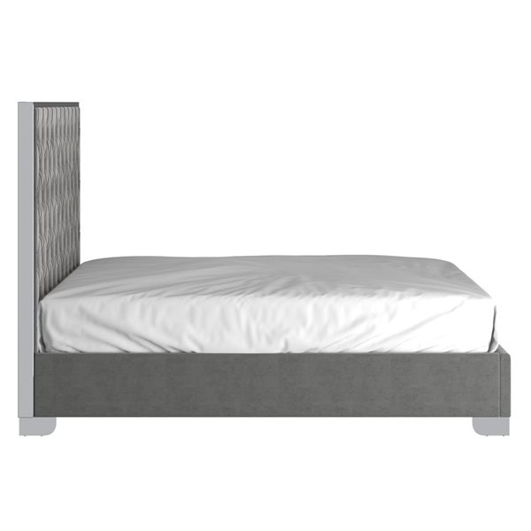 !nspire Grey and Silver Contemporary Velvet Queen Platform Bed