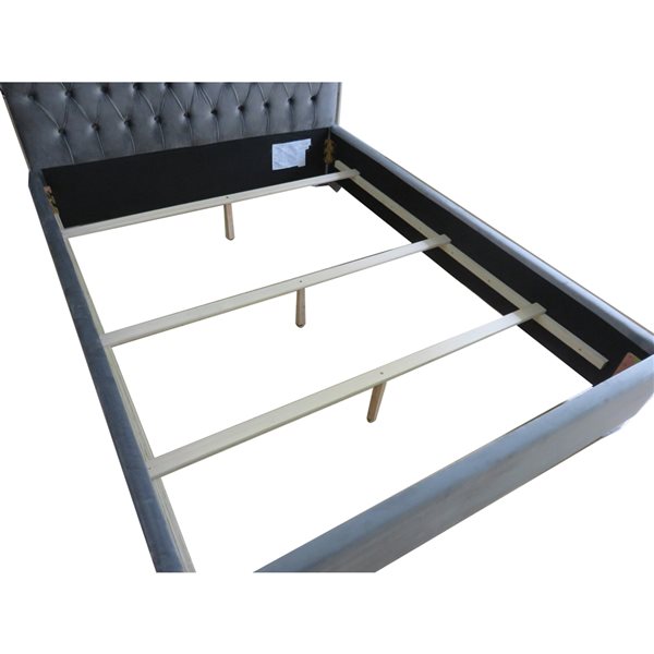 !nspire Grey and Silver Contemporary Velvet Queen Platform Bed