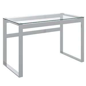 !nspire 24-in Contemporary Glass and Stainless Steel Writing Desk in Silver