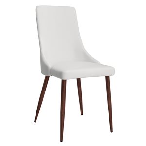 WHI White Contemporary Faux Leather Upholstered Parsons Chair with Metal Frame - Set of 2