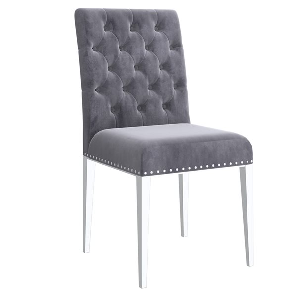 !nspire Grey Contemporary Velvet Upholstered Side Chair with Metal ...