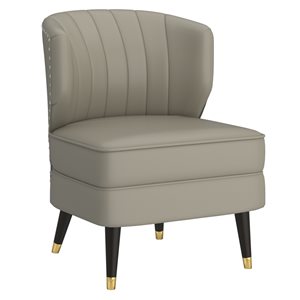 Chaise d'appoint moderne par !nspire en similicuir gris/beige