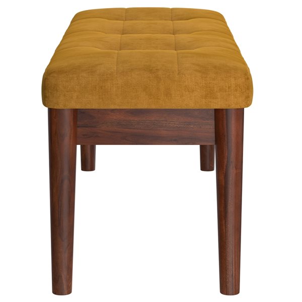 WHI Mid-Century Modern Vintage Mustard Velvet Bench