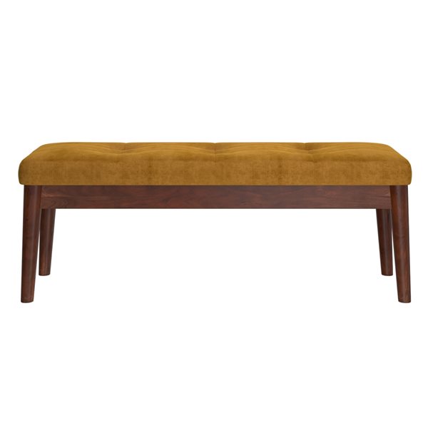 WHI Mid-Century Modern Vintage Mustard Velvet Bench