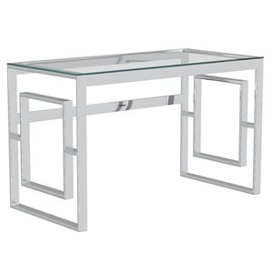 !nspire 24-in Silver Contemporary Glass and Stainless Steel Writing Desk