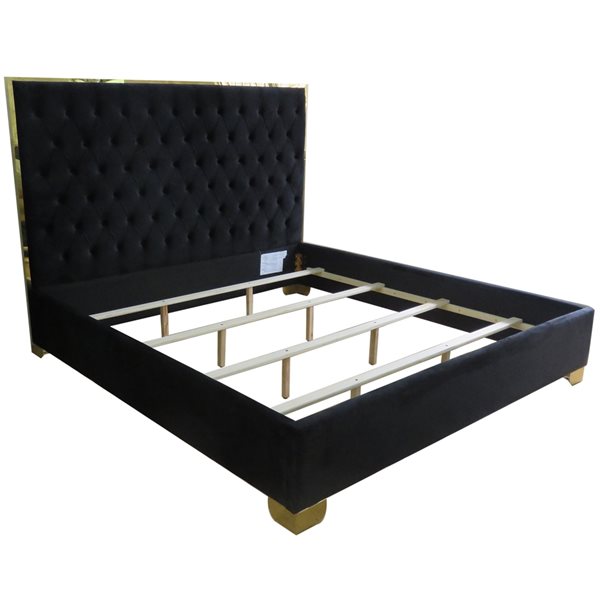 !nspire Black and Gold Contemporary Velvet King Platform Bed RONA