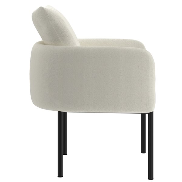 Chaise d'appoint moderne en tissu bouclé par !nspire, crème