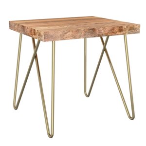 !nspire Natural and Aged Gold Rustic Modern Solid Wood Rectangular End Table
