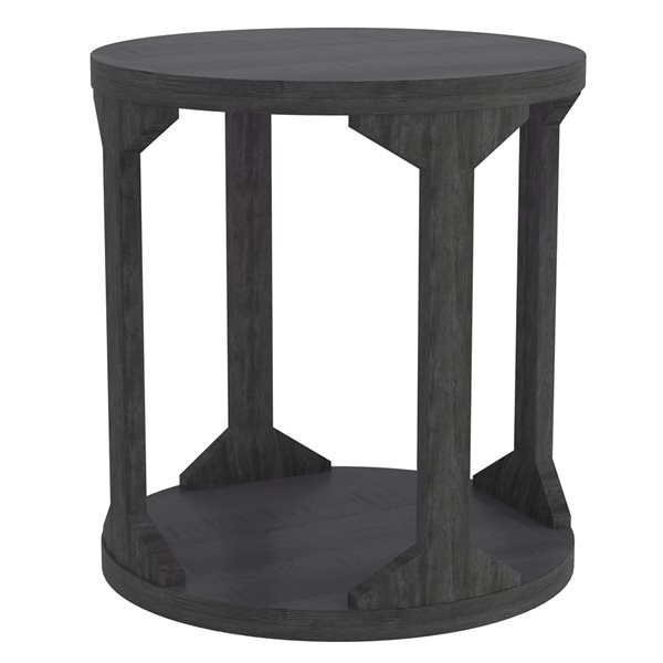 nspire Distressed Grey Rustic Modern Solid Wood Round End Table ...
