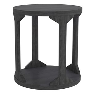 !nspire Distressed Grey Rustic Modern Solid Wood Round End Table