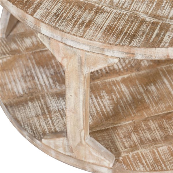 !nspire Distressed Natural Rustic Modern Solid Wood Round End Table