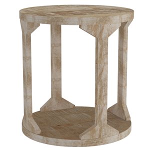 !nspire Distressed Natural Rustic Modern Solid Wood Round End Table