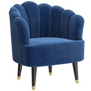 Chaise d'appoint moderne par !nspire en velours bleu