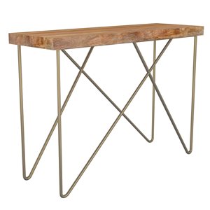 !nspire Natural and Aged Gold Rustic Modern Solid Wood Console Table