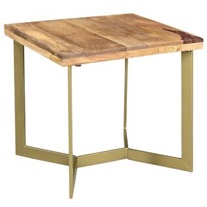 !nspire Natural and Aged Gold Rustic Modern Solid Wood Rectangular End Table