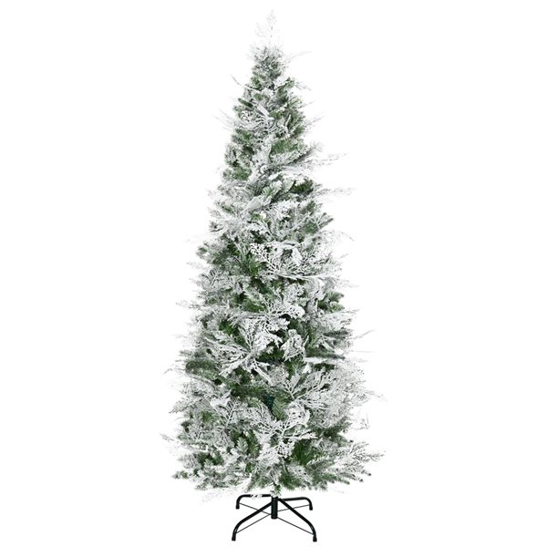 Homcom 6-ft Snow Flocked Artificial Christmas Tree Holiday With Pencil 