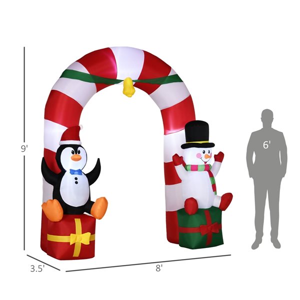 Outsunny 9-ft Inflatable Christmas Candy Archway with LED