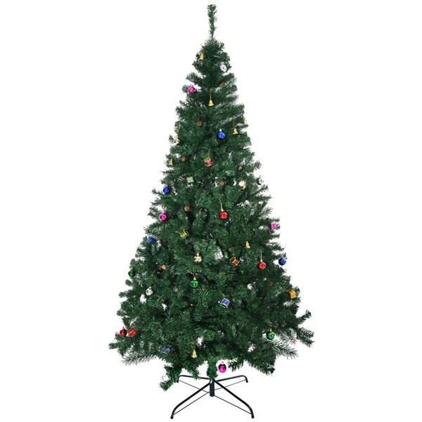 Arbre de Noël intérieur de 7 pi avec feuilles ignifugse et support en métal par HOMCOM