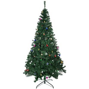 HOMCOM 7-ft Indoor Christmas Tree with Fireproof Leaf and Metal Stand